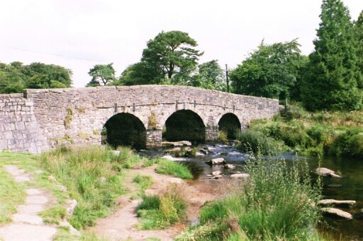 The bridge carrying the B3212 over the river at Postbridge.  Quite an old bridge...