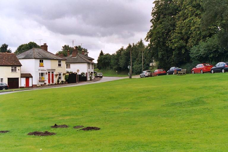 Finchingfield Village Green looking south along B1057