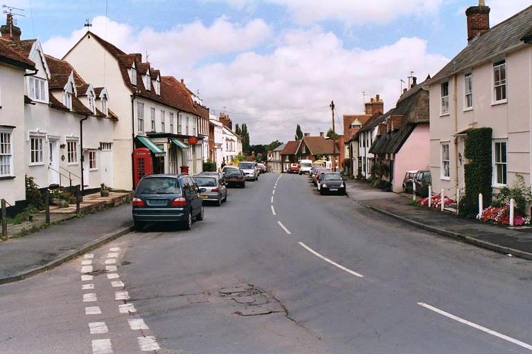 B1057 Great Bardfield main street looking north