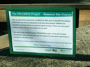 Hinchelsea Moor car park closed sign